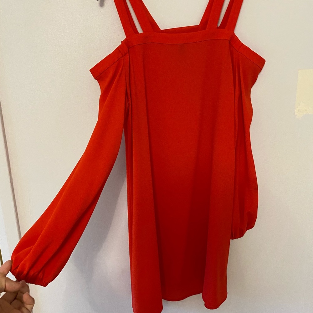 BCBGMaxazaria red off shoulder strap dress